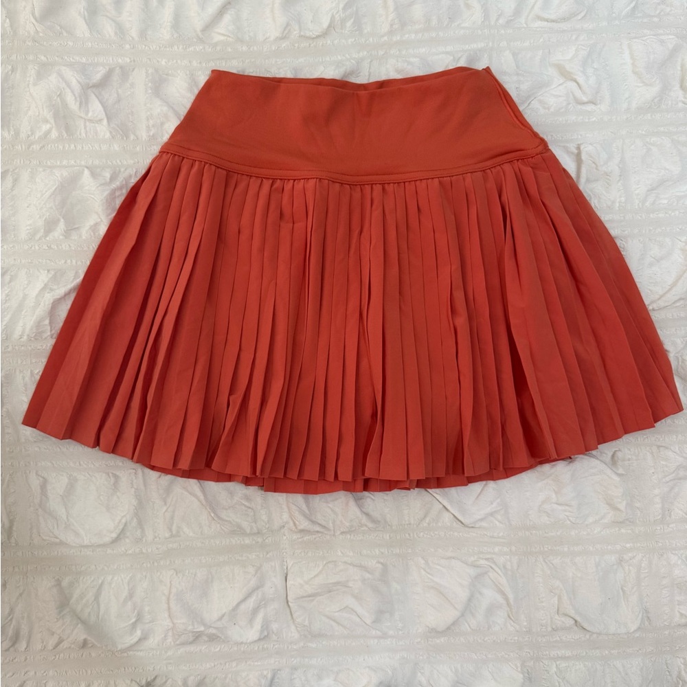Aerie Vibrant Orange Pleated A-Line Skirt